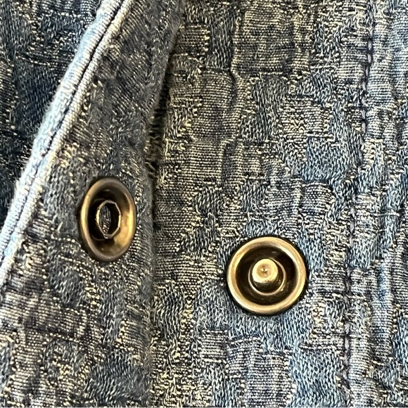 Pure Jill Indigo 100% Cotton Blue Textured Snap Up Drawstring Pockets Blazer S - Picture 5 of 8